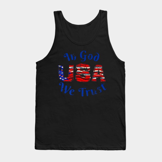 In God We Trust Patriot With Red White And Blue Distressed Tank Top by Macy XenomorphQueen